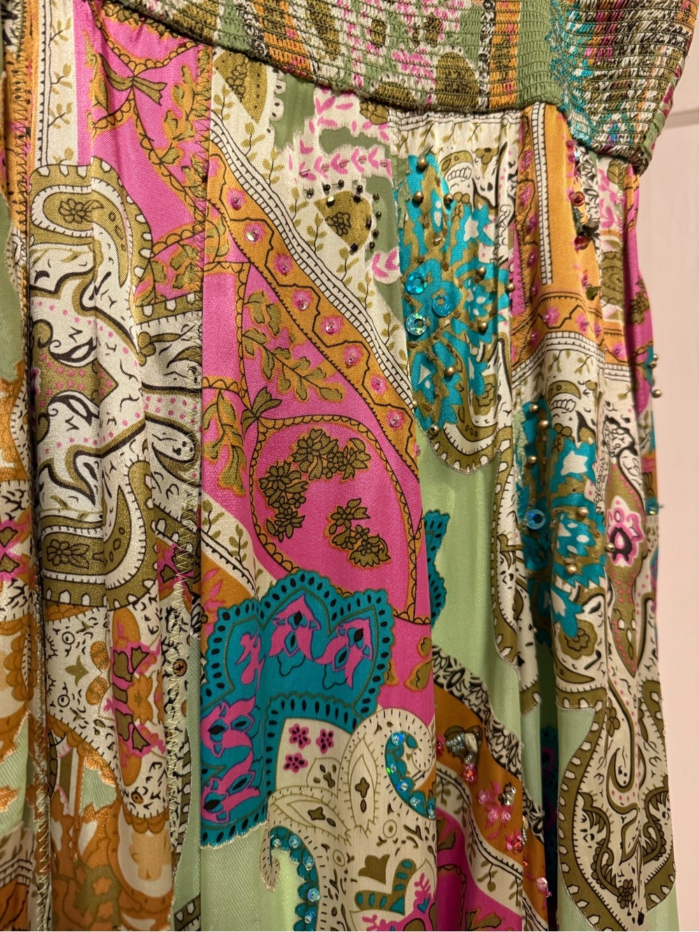 Sue Wong Green Multi-Color Beaded Paisley Sundress - Picture 4 of 5